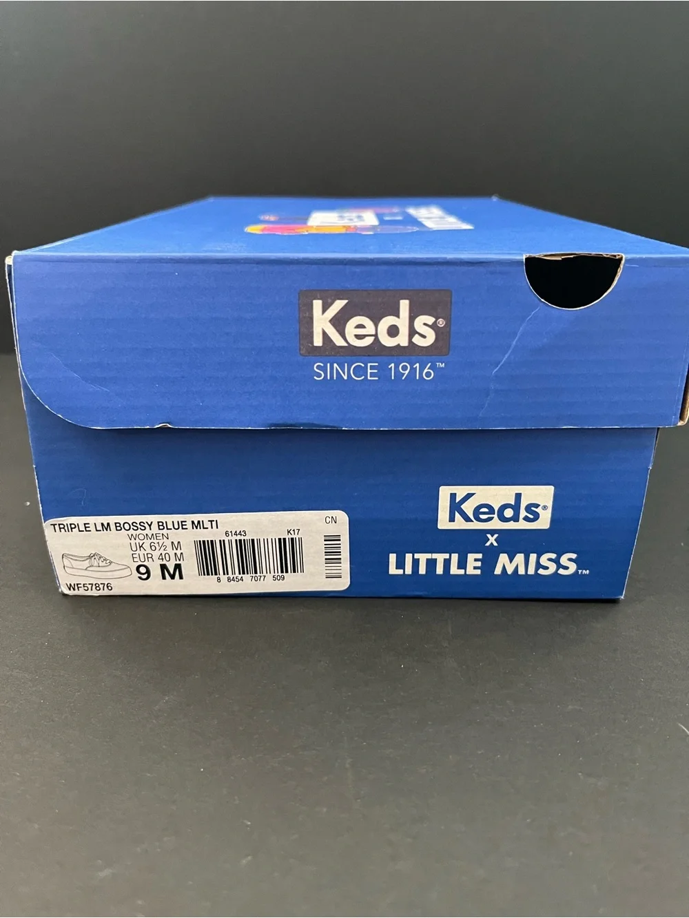 Keds x Little Miss Bossy sneakers.Special edition.Blue & white print. NIB.Size 9